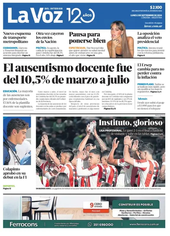 Colapinto en los principales diarios del país:: 3 La Voz.jpeg